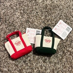 Trader Joe's Mini Tote Bag Set - Red and Green